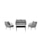 Manhattan Comfort Riviera Rope Wicker 4-Piece 4 Seater Patio Conversation Set with Cushions in Grey OD-CV016-GY - alternate 1